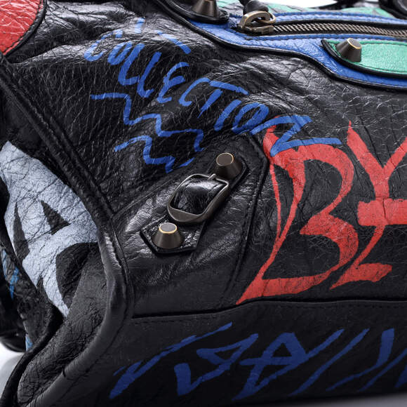 Balenciaga Small City Graffiti Classic Studs Bag Leather - Picture 6 of 7